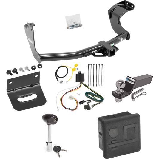 Fits 2016-2021 Mitsubishi Outlander Trailer Hitch Tow PKG w/ 4-Flat Wiring + Starter Kit Ball Mount w/ 2" Drop & 2" Ball + Wiring Bracket + Hitch Lock + Hitch Cover (Excludes: Outlander Sport or PHEV Models) By Draw-Tite