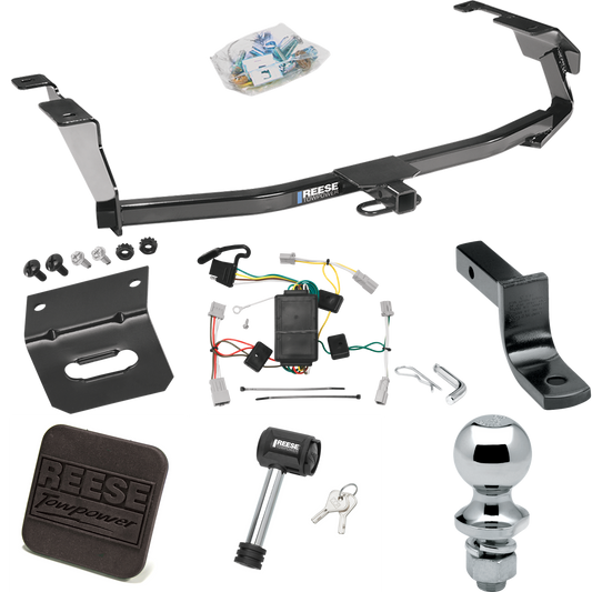 Fits 2009-2013 Honda Fit Trailer Hitch Tow PKG w/ 4-Flat Wiring Harness + Draw-Bar + 1-7/8" Ball + Wiring Bracket + Hitch Cover + Hitch Lock By Reese Towpower