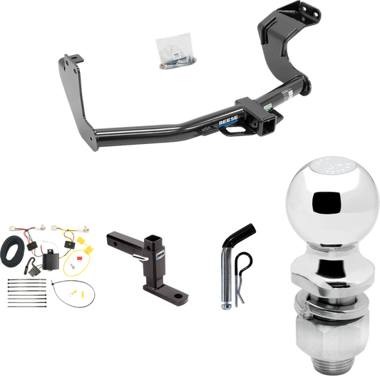 Fits 2014-2015 Mitsubishi Outlander Trailer Hitch Tow PKG w/ 4-Flat Wiring Harness + Adjustable Drop Rise Ball Mount + Pin/Clip + 2" Ball (Excludes: Outlander Sport or PHEV Models) By Reese Towpower