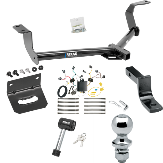 Fits 2015-2020 Honda Fit Trailer Hitch Tow PKG w/ 4-Flat Wiring Harness + Draw-Bar + 1-7/8" Ball + Wiring Bracket + Hitch Lock By Reese Towpower