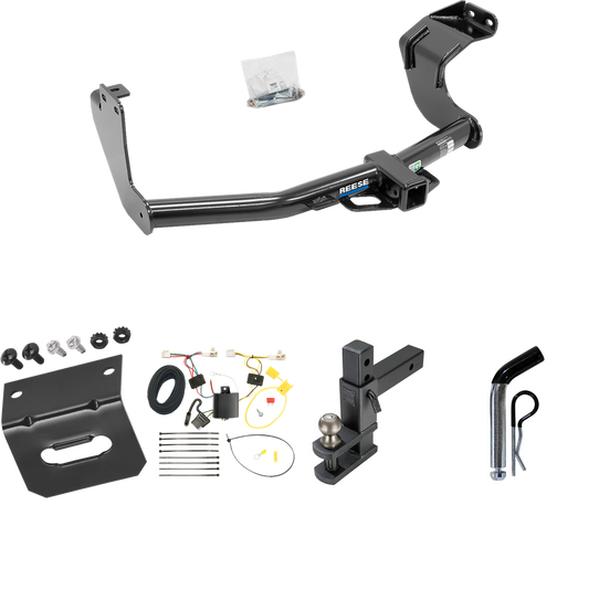 Fits 2014-2015 Mitsubishi Outlander Trailer Hitch Tow PKG w/ 4-Flat Wiring Harness + Adjustable Drop Rise Clevis Hitch Ball Mount w/ 2" Ball + Pin/Clip + Wiring Bracket (Excludes: Outlander Sport or PHEV Models) By Reese Towpower