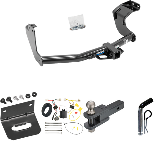 Fits 2014-2015 Mitsubishi Outlander Trailer Hitch Tow PKG w/ 4-Flat Wiring Harness + Clevis Hitch Ball Mount w/ 2" Ball + Pin/Clip + Wiring Bracket (Excludes: Outlander Sport or PHEV Models) By Reese Towpower