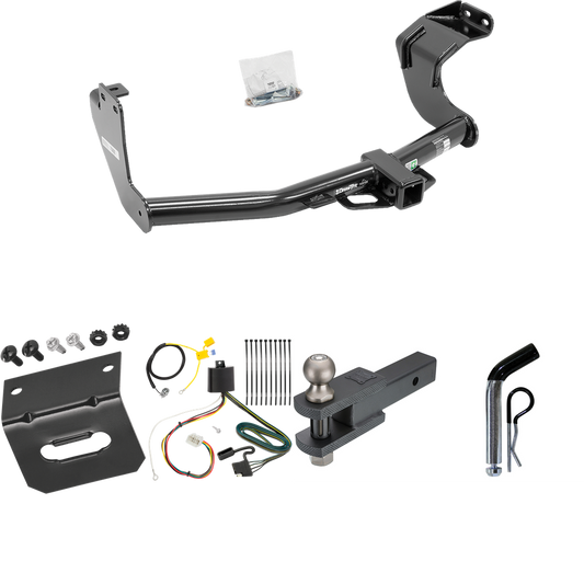 Fits 2016-2021 Mitsubishi Outlander Trailer Hitch Tow PKG w/ 4-Flat Wiring Harness + Clevis Hitch Ball Mount w/ 2" Ball + Pin/Clip + Wiring Bracket (Excludes: Outlander Sport or PHEV Models) By Draw-Tite