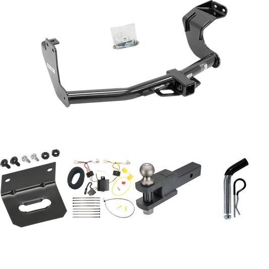 Fits 2014-2015 Mitsubishi Outlander Trailer Hitch Tow PKG w/ 4-Flat Wiring Harness + Clevis Hitch Ball Mount w/ 2" Ball + Pin/Clip + Wiring Bracket (Excludes: Outlander Sport or PHEV Models) By Draw-Tite