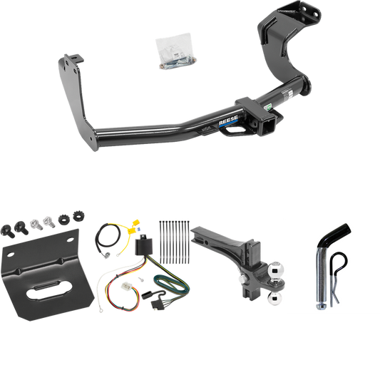 Fits 2016-2021 Mitsubishi Outlander Trailer Hitch Tow PKG w/ 4-Flat Wiring Harness + Dual Adjustable Drop Rise Ball Ball Mount 2" & 2-5/16" Trailer Balls + Pin/Clip + Wiring Bracket (Excludes: Outlander Sport or PHEV Models) By Reese Towpower