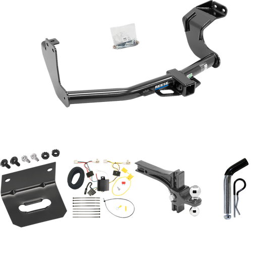 Fits 2014-2015 Mitsubishi Outlander Trailer Hitch Tow PKG w/ 4-Flat Wiring Harness + Dual Adjustable Drop Rise Ball Ball Mount 2" & 2-5/16" Trailer Balls + Pin/Clip + Wiring Bracket (Excludes: Outlander Sport or PHEV Models) By Reese Towpower