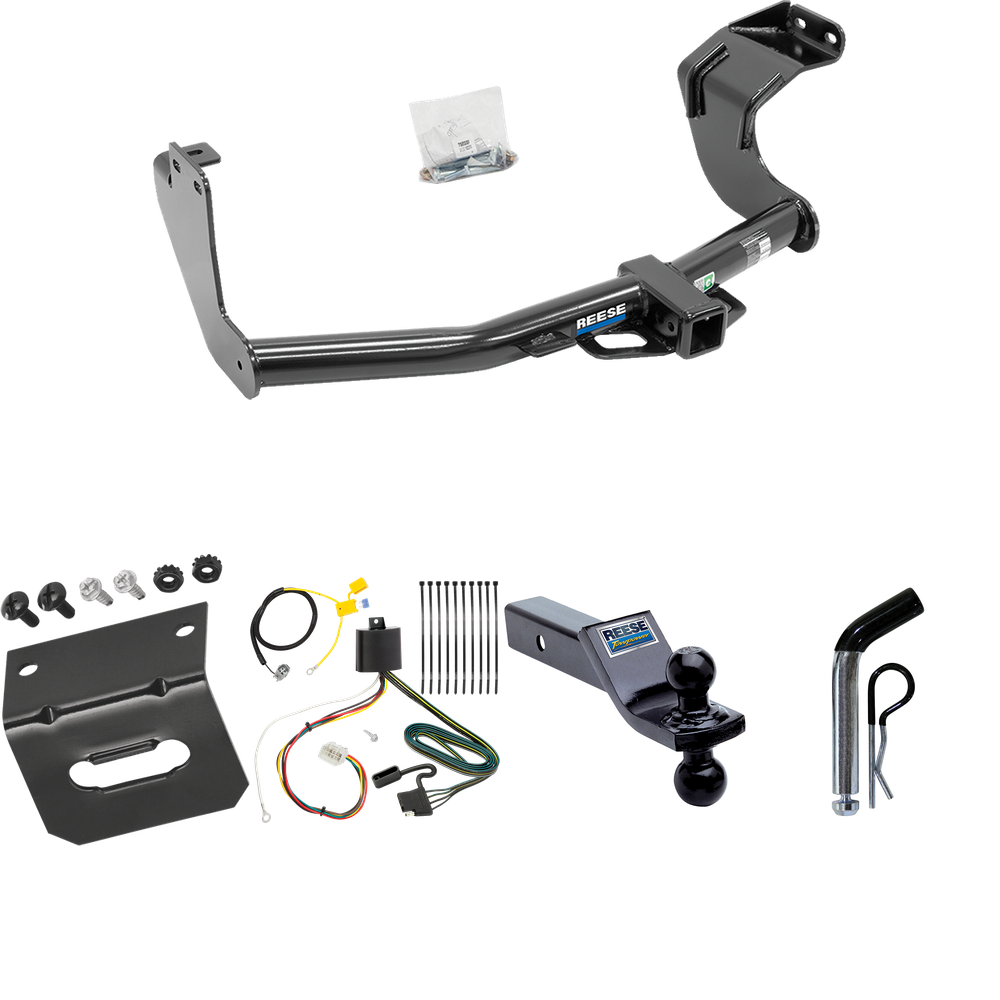 Fits 2016-2021 Mitsubishi Outlander Trailer Hitch Tow PKG w/ 4-Flat Wiring Harness + Dual Ball Ball Mount 1-7/8" & 2" Trailer Balls + Pin/Clip + Wiring Bracket (Excludes: Outlander Sport or PHEV Models) By Reese Towpower