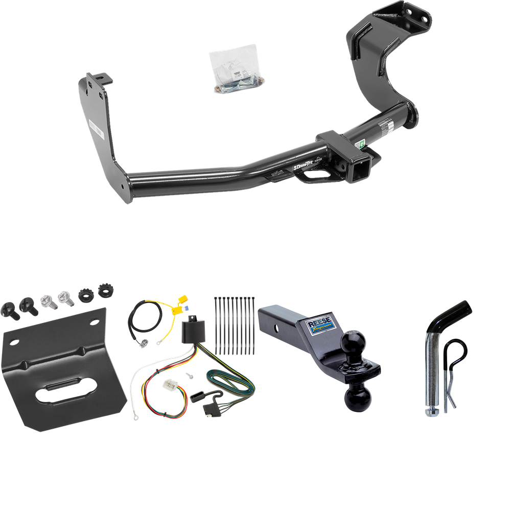 Fits 2016-2021 Mitsubishi Outlander Trailer Hitch Tow PKG w/ 4-Flat Wiring Harness + Dual Ball Ball Mount 1-7/8" & 2" Trailer Balls + Pin/Clip + Wiring Bracket (Excludes: Outlander Sport or PHEV Models) By Draw-Tite