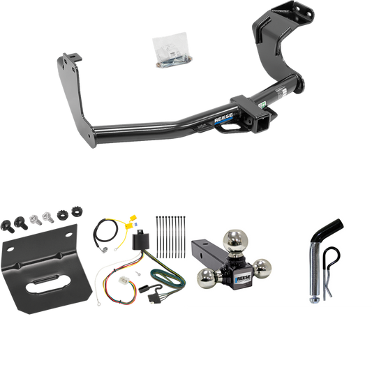 Fits 2016-2021 Mitsubishi Outlander Trailer Hitch Tow PKG w/ 4-Flat Wiring Harness + Triple Ball Ball Mount 1-7/8" & 2" & 2-5/16" Trailer Balls + Pin/Clip + Wiring Bracket (Excludes: Outlander Sport or PHEV Models) By Reese Towpower