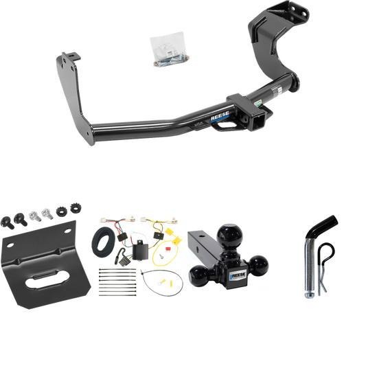 Fits 2014-2015 Mitsubishi Outlander Trailer Hitch Tow PKG w/ 4-Flat Wiring Harness + Triple Ball Ball Mount 1-7/8" & 2" & 2-5/16" Trailer Balls + Pin/Clip + Wiring Bracket (Excludes: Outlander Sport or PHEV Models) By Reese Towpower