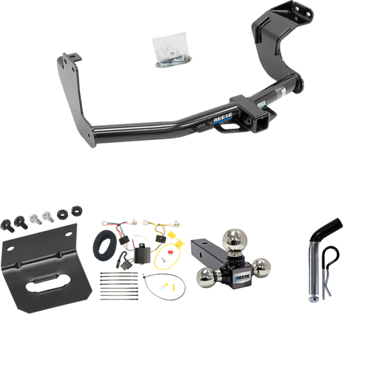 Fits 2014-2015 Mitsubishi Outlander Trailer Hitch Tow PKG w/ 4-Flat Wiring Harness + Triple Ball Ball Mount 1-7/8" & 2" & 2-5/16" Trailer Balls + Pin/Clip + Wiring Bracket (Excludes: Outlander Sport or PHEV Models) By Reese Towpower