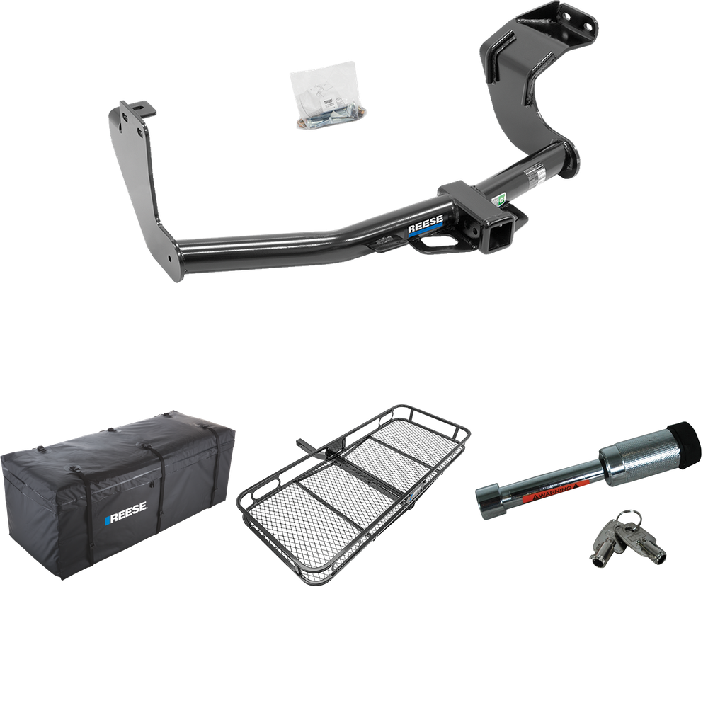 Fits 2014-2021 Mitsubishi Outlander Trailer Hitch Tow PKG w/ 60" x 24" Cargo Carrier + Cargo Bag + Hitch Lock (Excludes: Outlander Sport or PHEV Models) By Reese Towpower