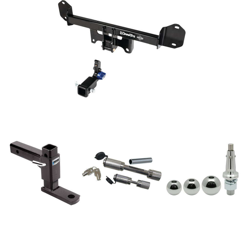 Fits 2019-2023 BMW X4 Trailer Hitch Tow PKG w/ Adjustable Drop Rise Ball Mount + Dual Hitch & Copler Locks + Inerchangeable 1-7/8" & 2" & 2-5/16" Balls By Draw-Tite