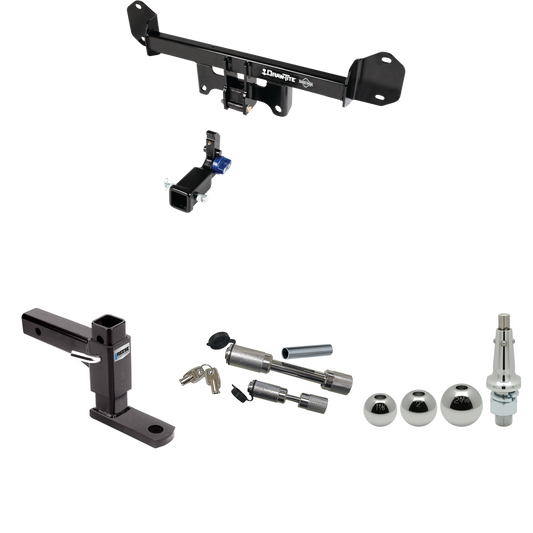 Fits 2019-2023 BMW X4 Trailer Hitch Tow PKG w/ Adjustable Drop Rise Ball Mount + Dual Hitch & Copler Locks + Inerchangeable 1-7/8" & 2" & 2-5/16" Balls By Draw-Tite