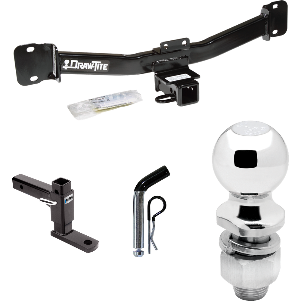 Fits 2004-2010 BMW X3 Trailer Hitch Tow PKG w/ Adjustable Drop Rise Ball Mount + Pin/Clip + 2" Ball By Draw-Tite