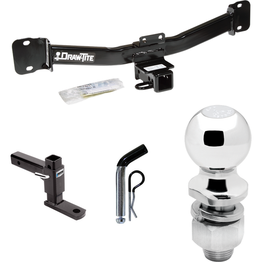 Fits 2004-2010 BMW X3 Trailer Hitch Tow PKG w/ Adjustable Drop Rise Ball Mount + Pin/Clip + 2" Ball By Draw-Tite