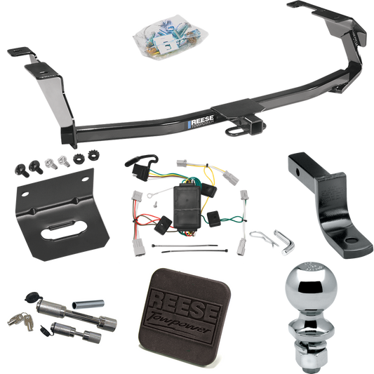 Fits 2009-2013 Honda Fit Trailer Hitch Tow PKG w/ 4-Flat Wiring Harness + Draw-Bar + 2" Ball + Wiring Bracket + Hitch Cover + Dual Hitch & Coupler Locks By Reese Towpower