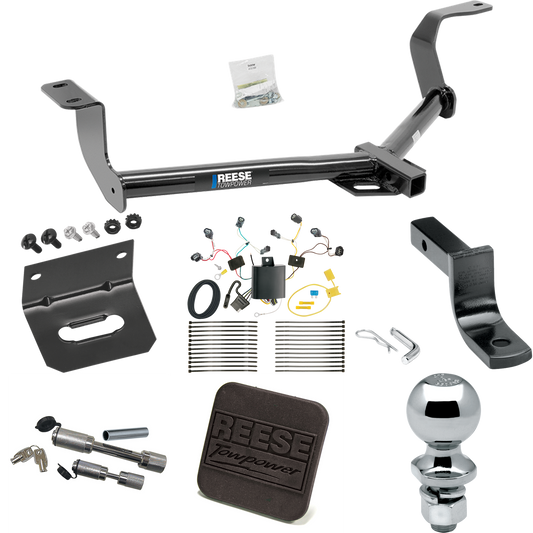 Se adapta al paquete de remolque con enganche para remolque Honda Fit 2015-2020 con arnés de cableado de 4 planos + barra de tracción + bola de 2" + soporte de cableado + cubierta de enganche + enganche doble y cerraduras de acoplador de Reese Towpower