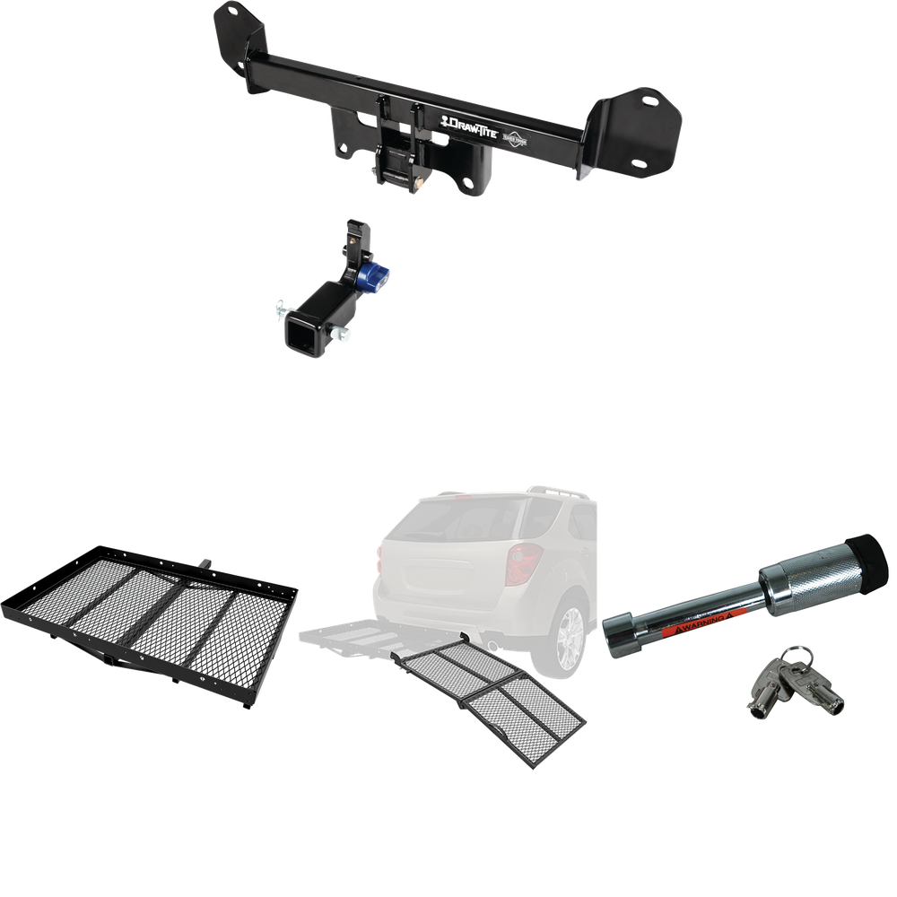 Fits 2011-2023 BMW X3 Trailer Hitch Tow PKG w/ Cargo Carrier + Bi-Fold Ramp + Hitch Lock By Draw-Tite