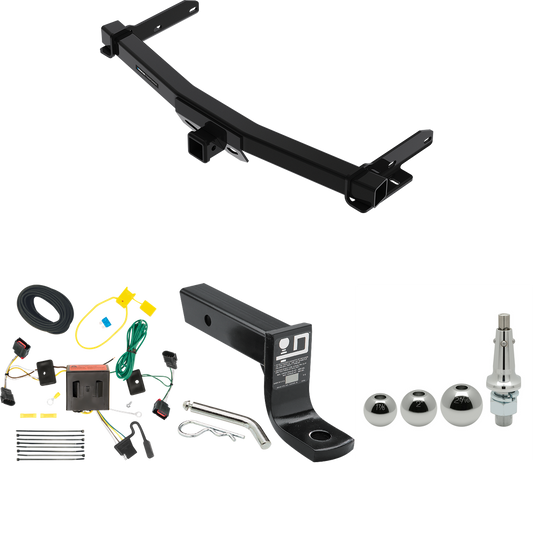 Fits 2011-2013 Dodge Durango Trailer Hitch Tow PKG w/ 4-Flat Wiring + Ball Mount w/ 4" Drop + Interchangeable Ball 1-7/8" & 2" & 2-5/16" By Reese Towpower