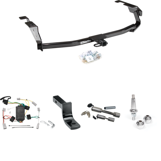 Fits 2009-2013 Honda Fit Trailer Hitch Tow PKG w/ 4-Flat Wiring Harness + Draw-Bar + Interchangeable 1-7/8" & 2" Balls + Dual Hitch & Coupler Locks By Draw-Tite