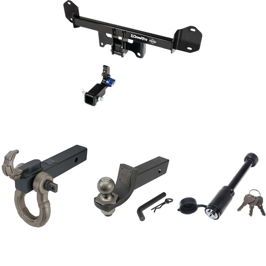 Fits 2011-2017 BMW X3 Trailer Hitch Tow PKG + Interlock Tactical Starter Kit w/ 2" Drop & 2" Ball + Tactical Hook & Shackle Mount + Tactical Dogbone Lock By Draw-Tite