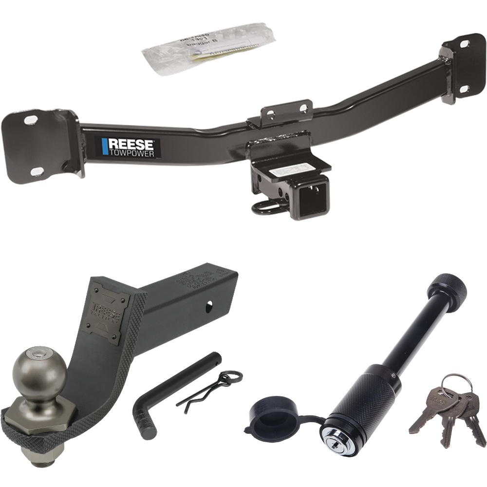 Fits 2004-2010 BMW X3 Trailer Hitch Tow PKG + Interlock Tactical Starter Kit w/ 3-1/4" Drop & 2" Ball + Tactical Dogbone Lock By Reese Towpower