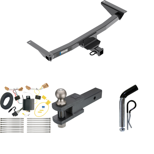 Fits 2018-2023 Volkswagen Atlas Trailer Hitch Tow PKG w/ 4-Flat Wiring + Clevis Hitch Ball Mount w/ 2" Ball + Pin/Clip (Excludes: Cross Sport Models) By Reese Towpower