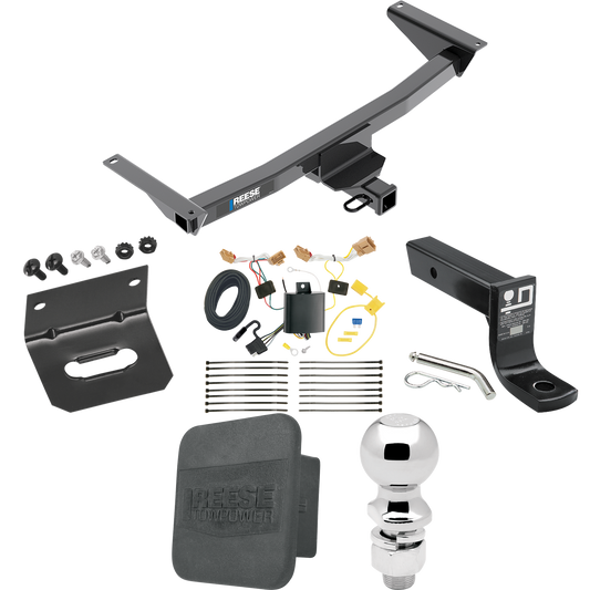 Fits 2018-2023 Volkswagen Atlas Trailer Hitch Tow PKG w/ 4-Flat Wiring + Ball Mount w/ 4" Drop + 2-5/16" Ball + Wiring Bracket + Hitch Cover (Excludes: Cross Sport Models) By Reese Towpower