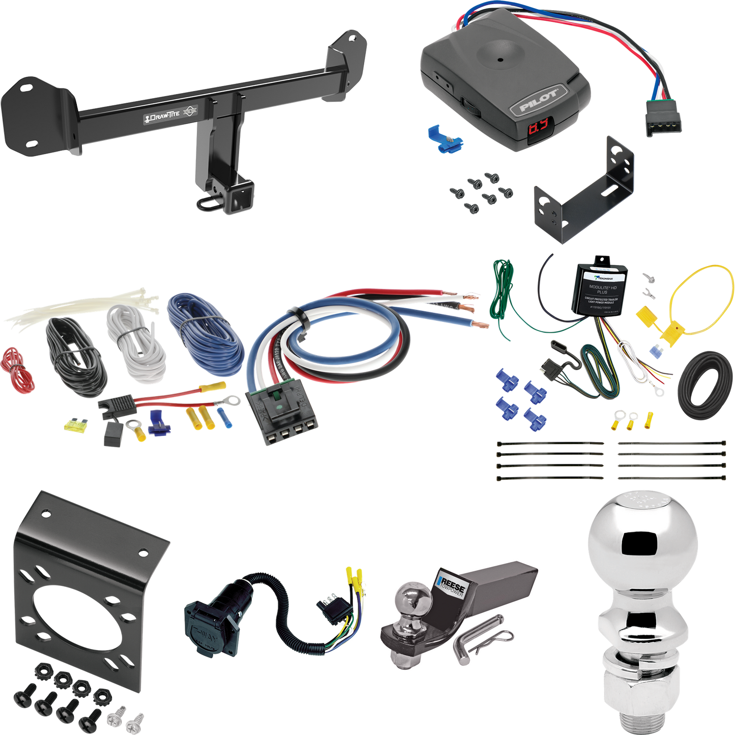 Fits 2011-2017 BMW X3 Trailer Hitch Tow PKG w/ Pro Series Pilot Brake Control + Generic BC Wiring Adapter + 7-Way RV Wiring + 2" & 2-5/16" Ball & Drop Mount By Draw-Tite