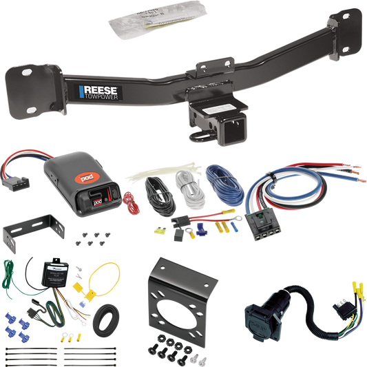 Fits 2004-2010 BMW X3 Trailer Hitch Tow PKG w/ Pro Series POD Brake Control + Generic BC Wiring Adapter + 7-Way RV Wiring By Reese Towpower