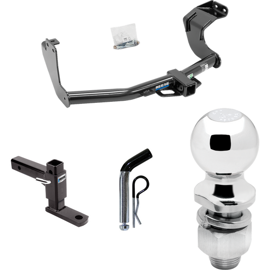 Fits 2014-2021 Mitsubishi Outlander Trailer Hitch Tow PKG w/ Adjustable Drop Rise Ball Mount + Pin/Clip + 2" Ball (Excludes: Outlander Sport or PHEV Models) By Reese Towpower