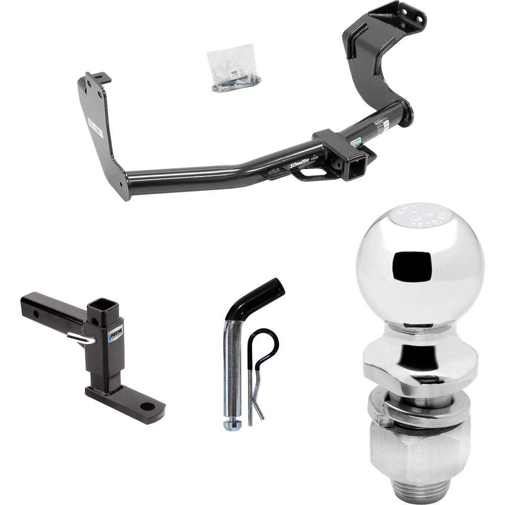 Fits 2014-2021 Mitsubishi Outlander Trailer Hitch Tow PKG w/ Adjustable Drop Rise Ball Mount + Pin/Clip + 2" Ball (Excludes: Outlander Sport or PHEV Models) By Draw-Tite