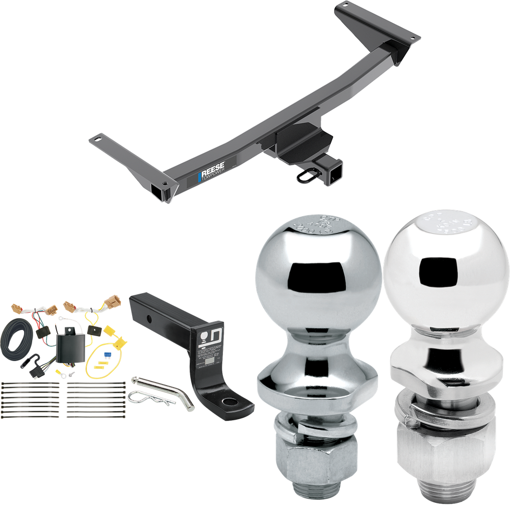 Fits 2018-2023 Volkswagen Atlas Trailer Hitch Tow PKG w/ 4-Flat Wiring + Ball Mount w/ 4" Drop + 2" Ball + 1-7/8" Ball (Excludes: Cross Sport Models) By Reese Towpower