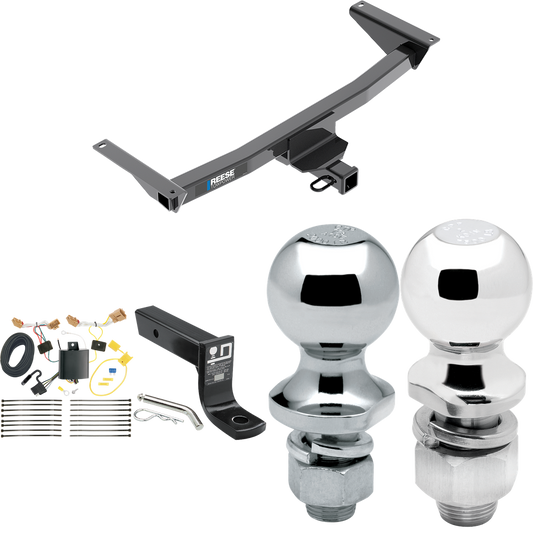 Fits 2018-2023 Volkswagen Atlas Trailer Hitch Tow PKG w/ 4-Flat Wiring + Ball Mount w/ 4" Drop + 2" Ball + 1-7/8" Ball (Excludes: Cross Sport Models) By Reese Towpower