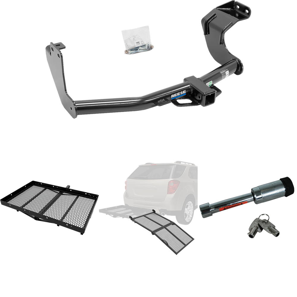 Fits 2014-2021 Mitsubishi Outlander Trailer Hitch Tow PKG w/ Cargo Carrier + Bi-Fold Ramp + Hitch Lock (Excludes: Outlander Sport or PHEV Models) By Reese Towpower