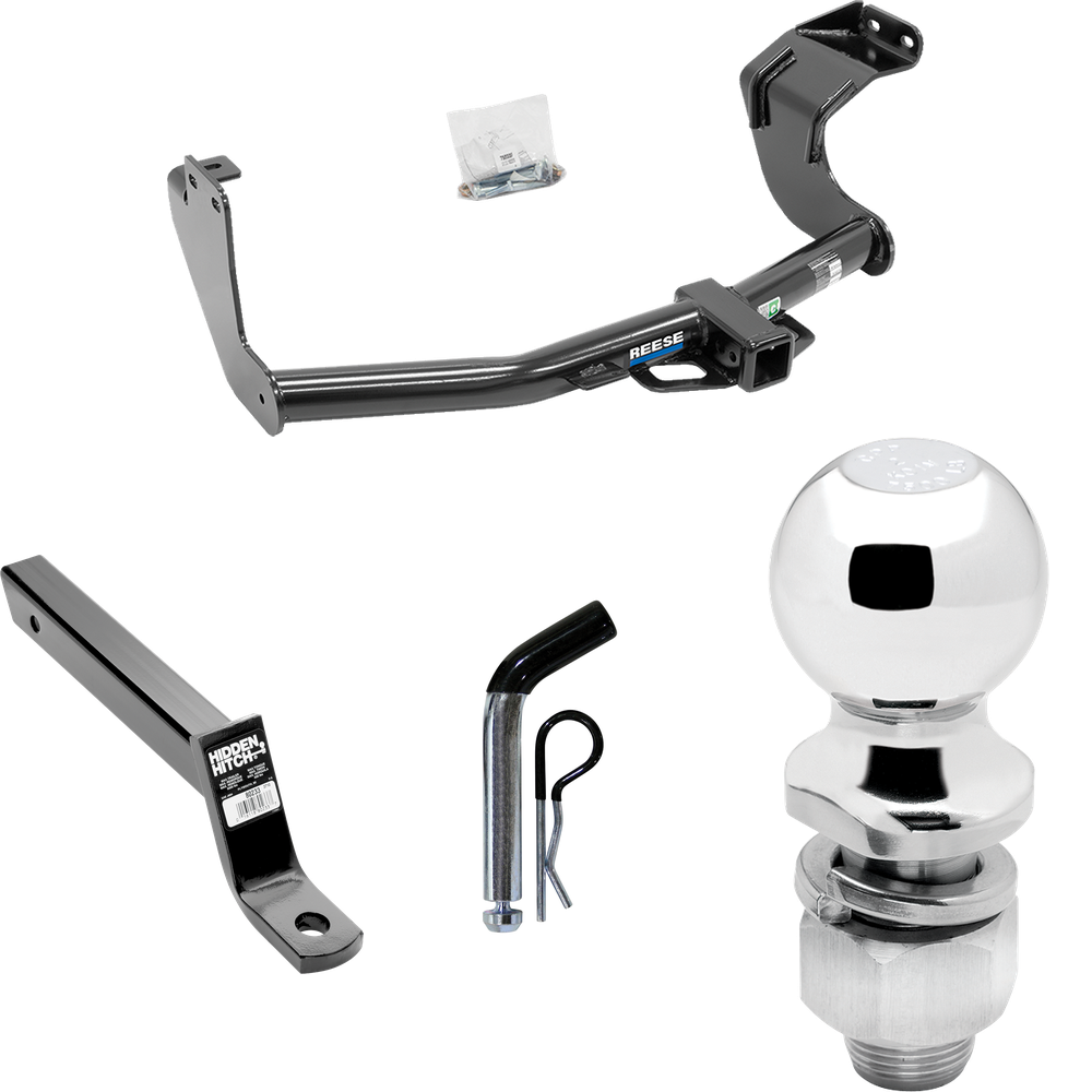 Fits 2014-2021 Mitsubishi Outlander Trailer Hitch Tow PKG w/ Extended 16" Long Ball Mount w/ 4" Drop + Pin/Clip + 2" Ball (Excludes: Outlander Sport or PHEV Models) By Reese Towpower