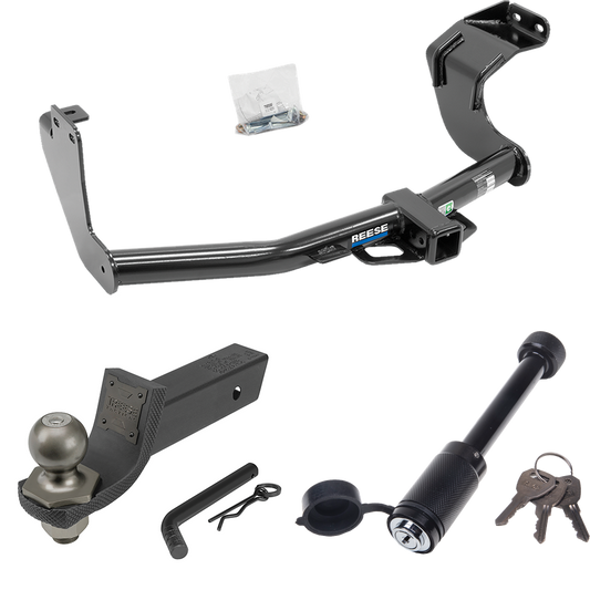 Fits 2014-2015 Mitsubishi Outlander Trailer Hitch Tow PKG + Interlock Tactical Starter Kit w/ 2" Drop & 2" Ball + Tactical Dogbone Lock (Excludes: Outlander Sport or PHEV Models) By Reese Towpower