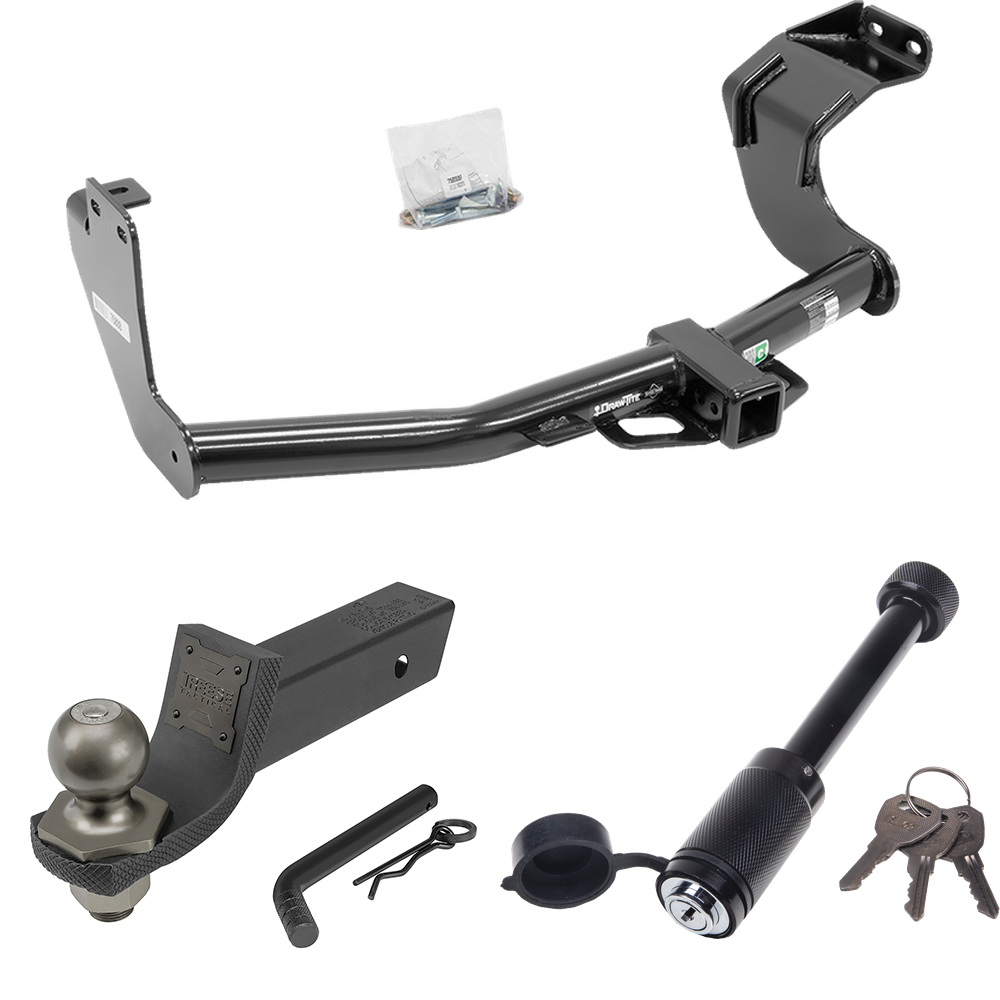 Fits 2014-2015 Mitsubishi Outlander Trailer Hitch Tow PKG + Interlock Tactical Starter Kit w/ 2" Drop & 2" Ball + Tactical Dogbone Lock (Excludes: Outlander Sport or PHEV Models) By Draw-Tite