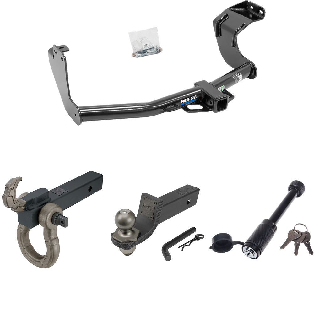 Fits 2014-2015 Mitsubishi Outlander Trailer Hitch Tow PKG + Interlock Tactical Starter Kit w/ 2" Drop & 2" Ball + Tactical Hook & Shackle Mount + Tactical Dogbone Lock (Excludes: Outlander Sport or PHEV Models) By Reese Towpower