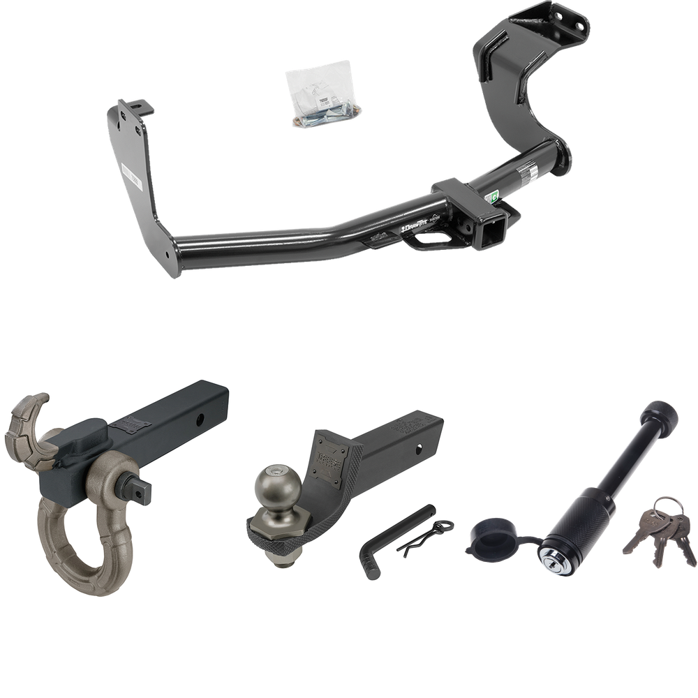 Fits 2014-2015 Mitsubishi Outlander Trailer Hitch Tow PKG + Interlock Tactical Starter Kit w/ 2" Drop & 2" Ball + Tactical Hook & Shackle Mount + Tactical Dogbone Lock (Excludes: Outlander Sport or PHEV Models) By Draw-Tite