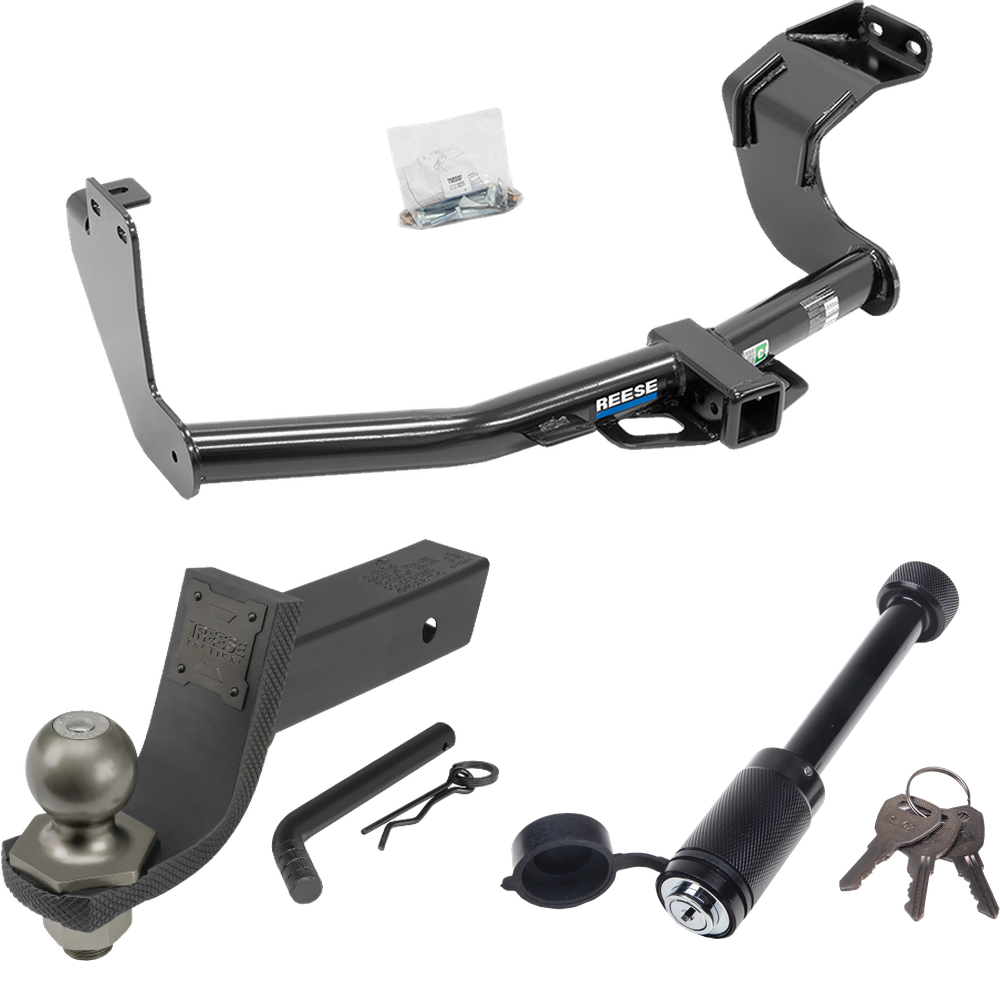 Fits 2014-2015 Mitsubishi Outlander Trailer Hitch Tow PKG + Interlock Tactical Starter Kit w/ 3-1/4" Drop & 2" Ball + Tactical Dogbone Lock (Excludes: Outlander Sport or PHEV Models) By Reese Towpower