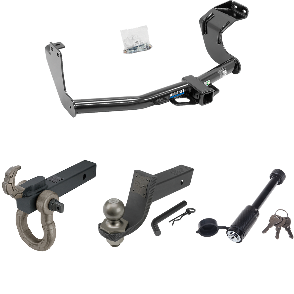 Fits 2014-2015 Mitsubishi Outlander Trailer Hitch Tow PKG + Interlock Tactical Starter Kit w/ 3-1/4" Drop & 2" Ball + Tactical Hook & Shackle Mount + Tactical Dogbone Lock (Excludes: Outlander Sport or PHEV Models) By Reese Towpower