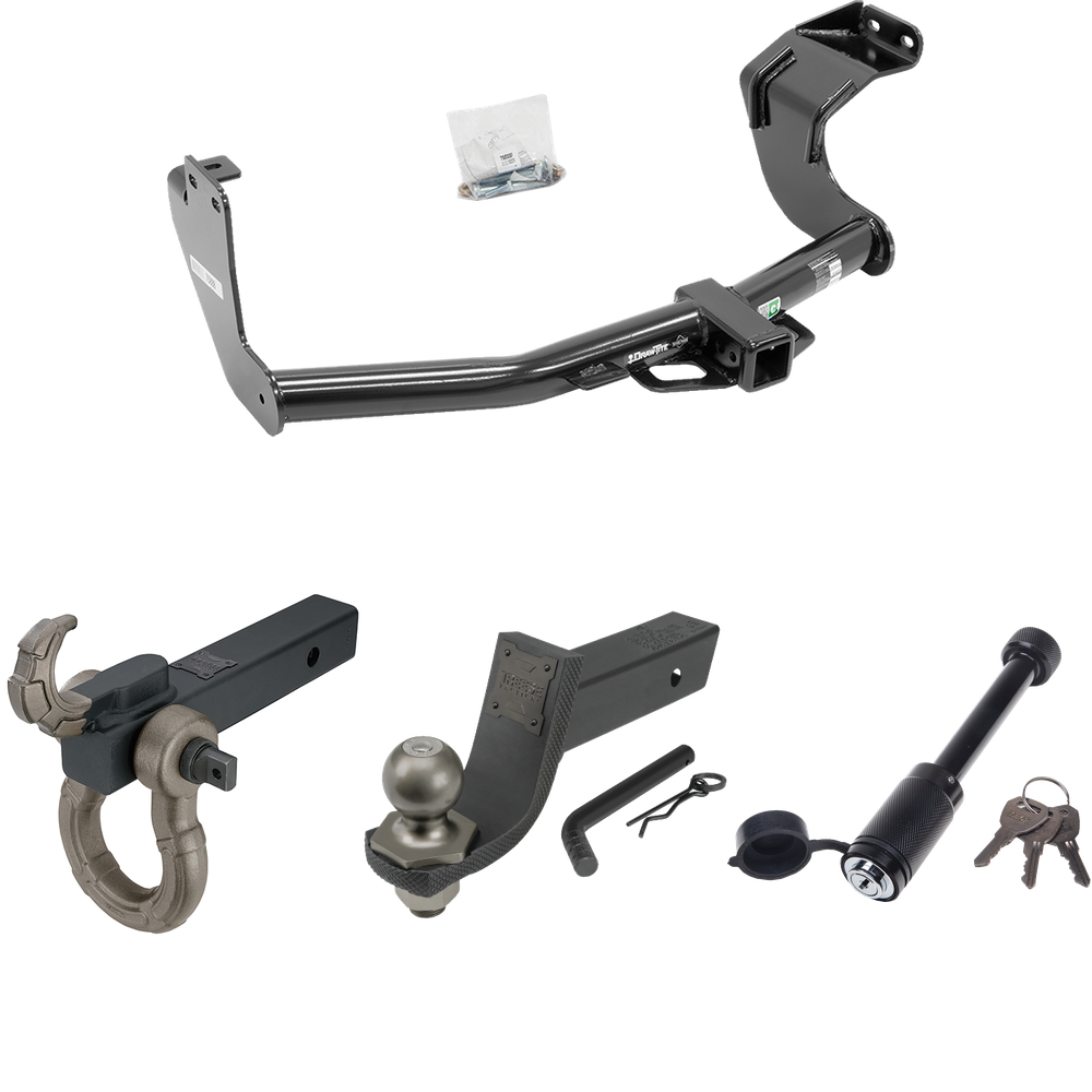 Fits 2014-2015 Mitsubishi Outlander Trailer Hitch Tow PKG + Interlock Tactical Starter Kit w/ 3-1/4" Drop & 2" Ball + Tactical Hook & Shackle Mount + Tactical Dogbone Lock (Excludes: Outlander Sport or PHEV Models) By Draw-Tite