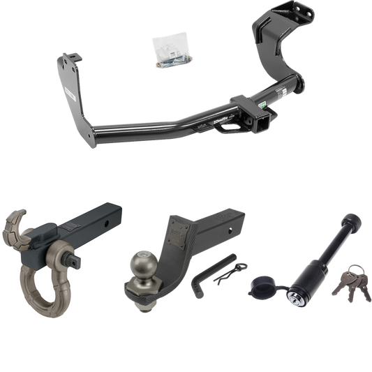 Fits 2014-2015 Mitsubishi Outlander Trailer Hitch Tow PKG + Interlock Tactical Starter Kit w/ 3-1/4" Drop & 2" Ball + Tactical Hook & Shackle Mount + Tactical Dogbone Lock (Excludes: Outlander Sport or PHEV Models) By Draw-Tite