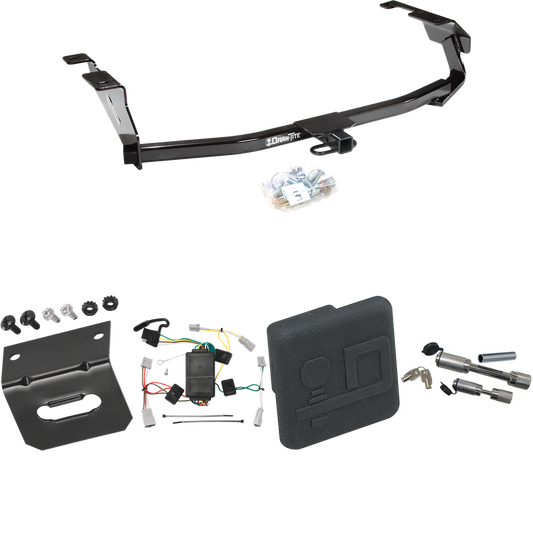 Fits 2009-2013 Honda Fit Trailer Hitch Tow PKG w/ 4-Flat Wiring Harness + Hitch Cover + Dual Hitch & Coupler Locks By Draw-Tite