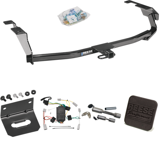 Fits 2009-2013 Honda Fit Trailer Hitch Tow PKG w/ 4-Flat Wiring Harness + Hitch Cover + Dual Hitch & Coupler Locks By Reese Towpower