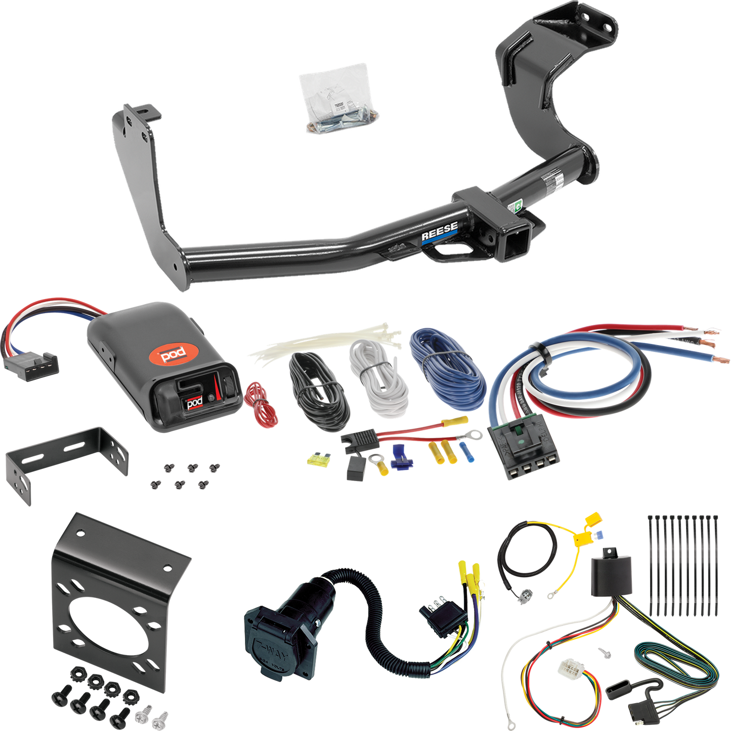 Se adapta al paquete de enganche de remolque Mitsubishi Outlander 2016-2021 con control de freno POD serie Pro + adaptador de cableado BC genérico + cableado RV de 7 vías (excluye: modelos Outlander Sport o PHEV) de Reese Towpower