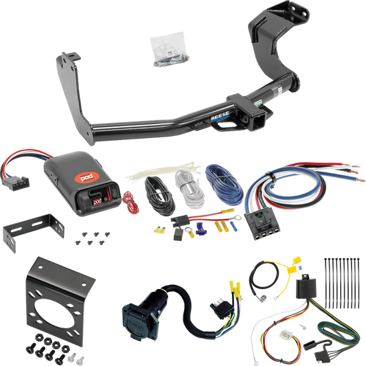 Se adapta al paquete de enganche de remolque Mitsubishi Outlander 2016-2021 con control de freno POD serie Pro + adaptador de cableado BC genérico + cableado RV de 7 vías (excluye: modelos Outlander Sport o PHEV) de Reese Towpower