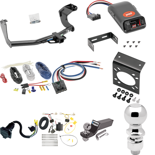 Fits 2014-2015 Mitsubishi Outlander Trailer Hitch Tow PKG w/ Pro Series POD Brake Control + Generic BC Wiring Adapter + 7-Way RV Wiring + 2" & 2-5/16" Ball & Drop Mount (Excludes: Outlander Sport or PHEV Models) By Reese Towpower